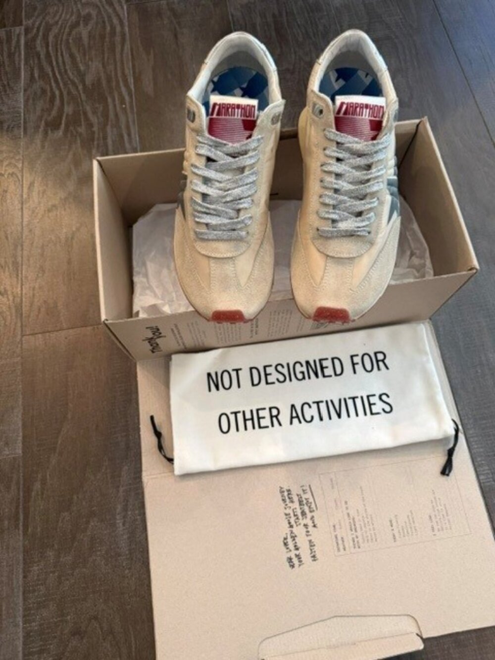Brand New Women's Golden Goose Marathon sneakers Size 8 Silver/Beige - discon't